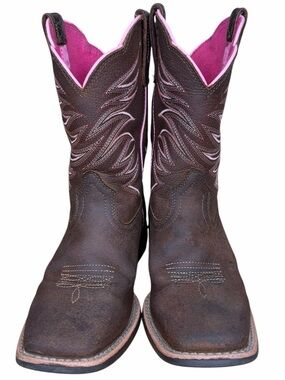 Ariat Youth Firecatcher Western Boots Brown Pink Leather Girls Size 2